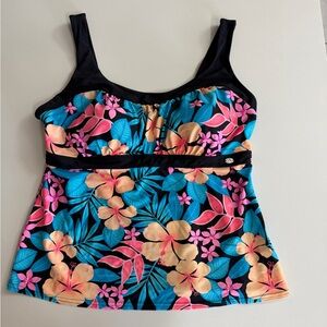 Ladies Floral Tankini Top with Black Straps